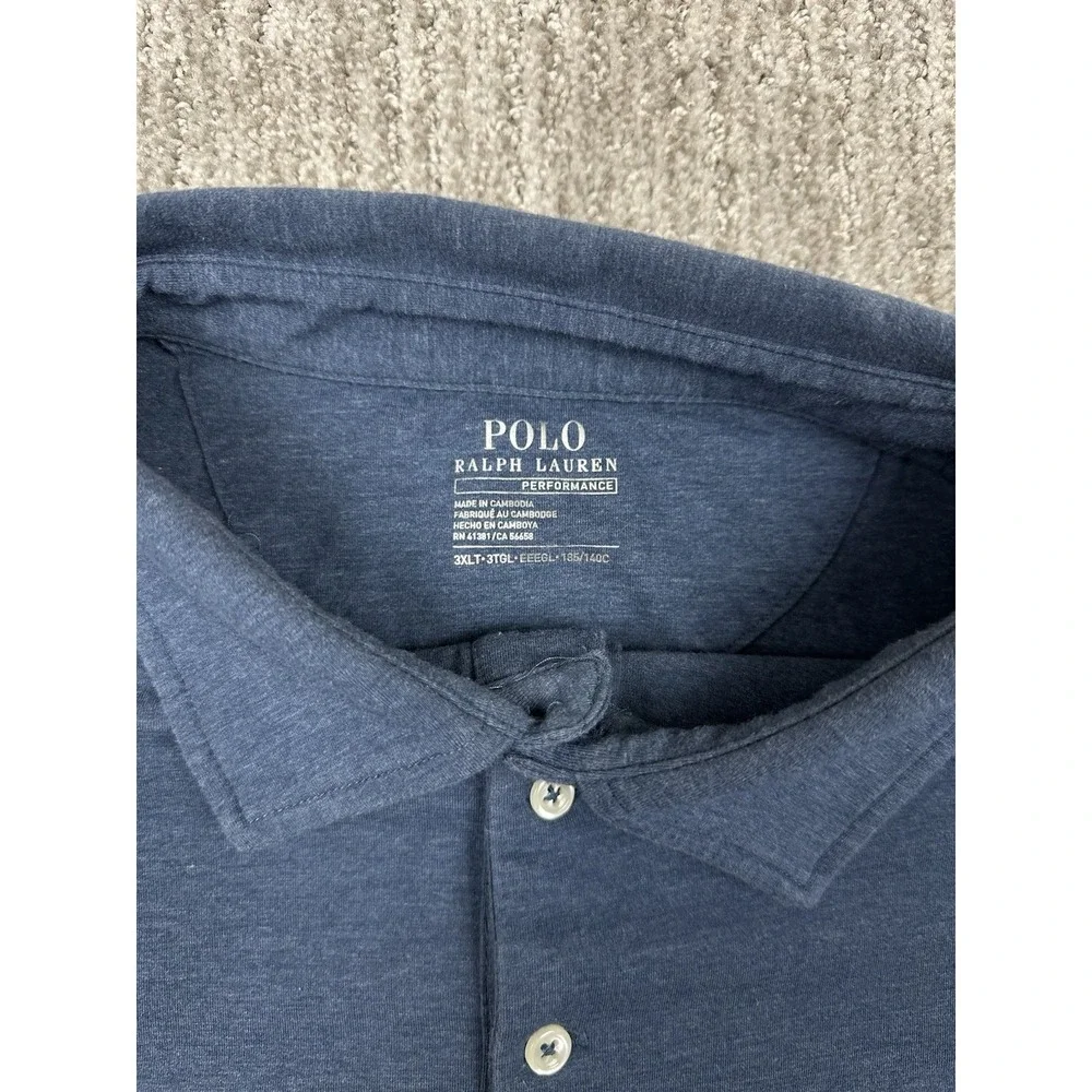 Polo Ralph Lauren Polo Shirt Mens 3XLT Blue Cotton Pocket Short Sleeve Preppy